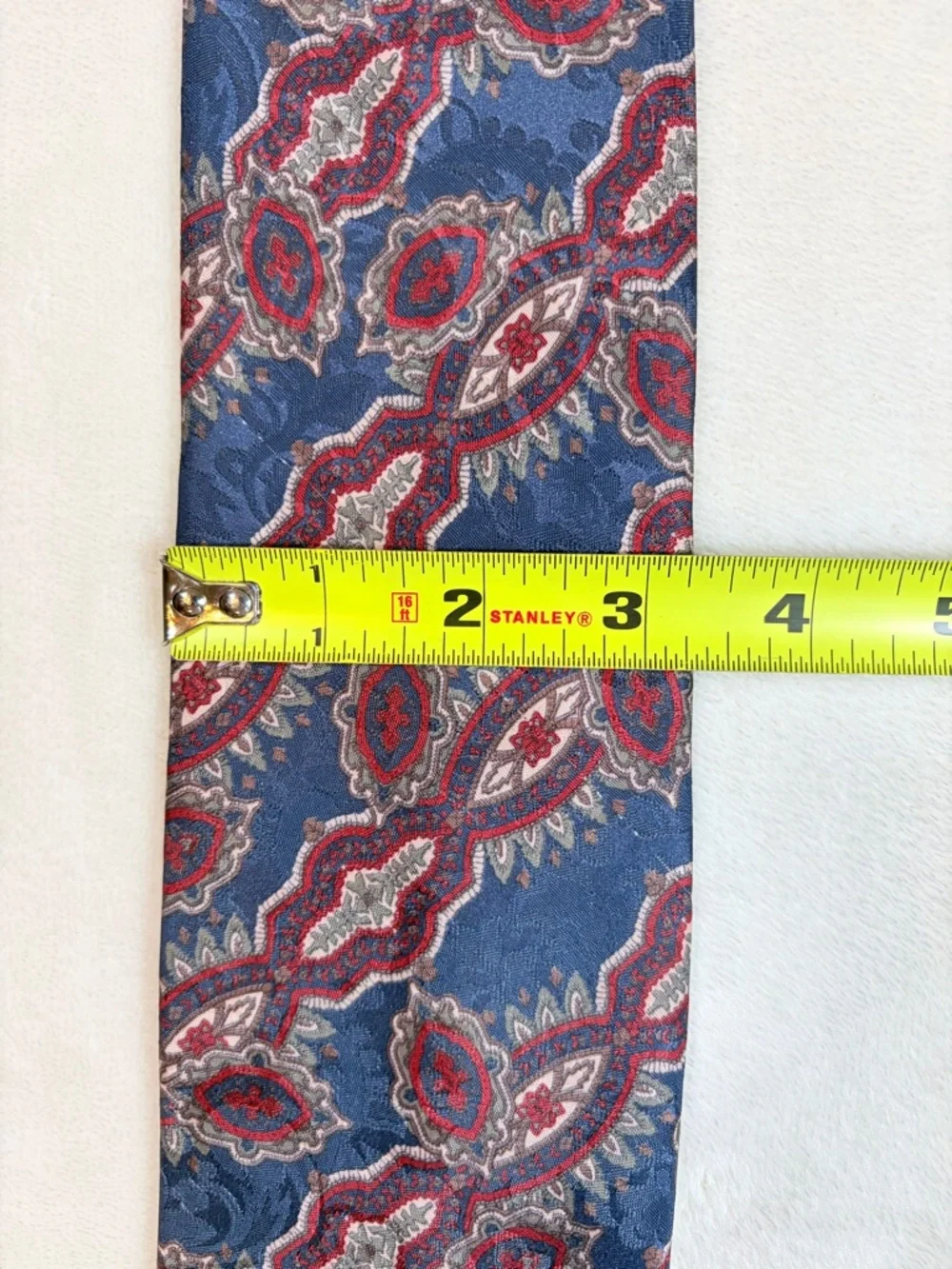 Christian Dior Men's Paisley Blue Red Gray Silk Classic‎ Woven Tie
